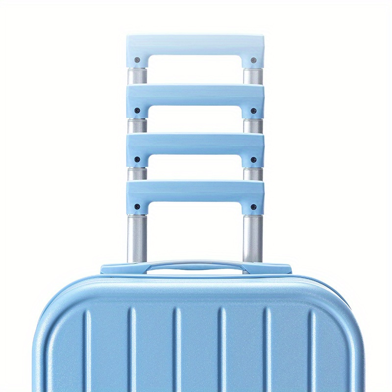 Blue and white striped suitcase on sale