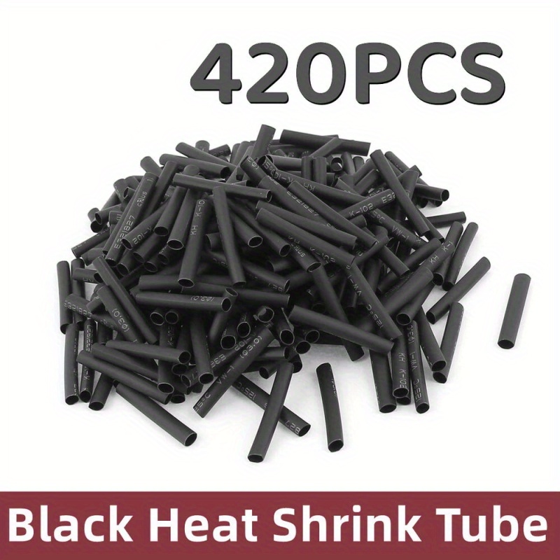 TEMU 420pcs Black Shrink Glue Polyolefin Sleeving Tubing Sleeve Wrap Tubing Kit Cable Sleeves