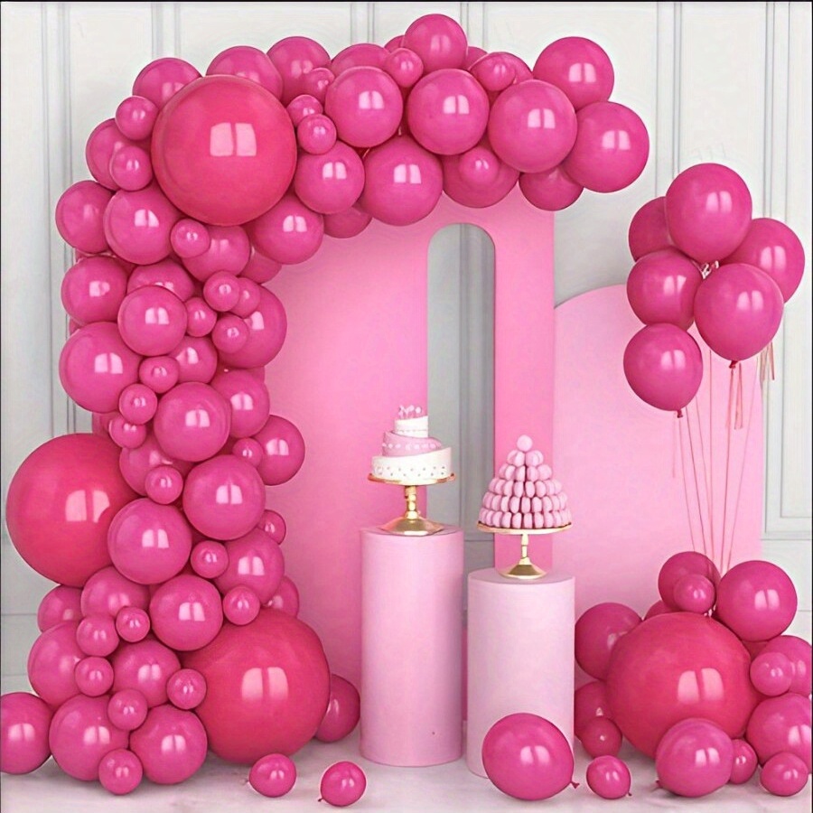 

144pcs Hot Pink Balloon Garland Arch Kit, Wedding Decor, Birthday Balloon Decor, Anniversary Decor, Graduation Decor, Holiday Decor, Mother's Day Decor, Indoor Outdoor Decor, Party Decor Supplies