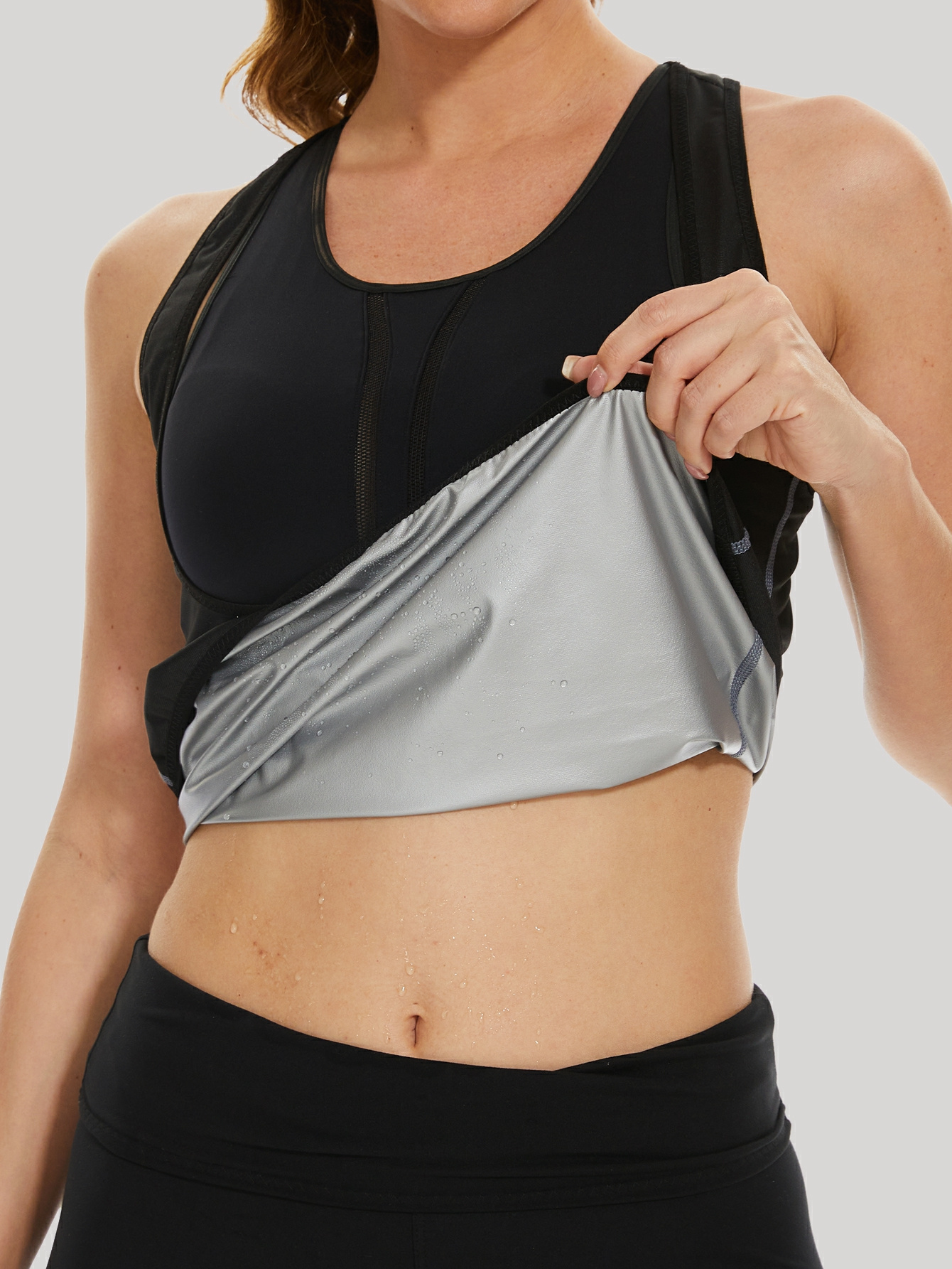 NINGMI Sweat Vest for Women Sauna Tops Workout T Shirt Waist