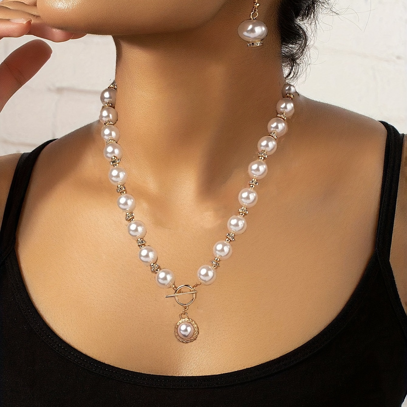 Pearl imitation clearance jewellery set