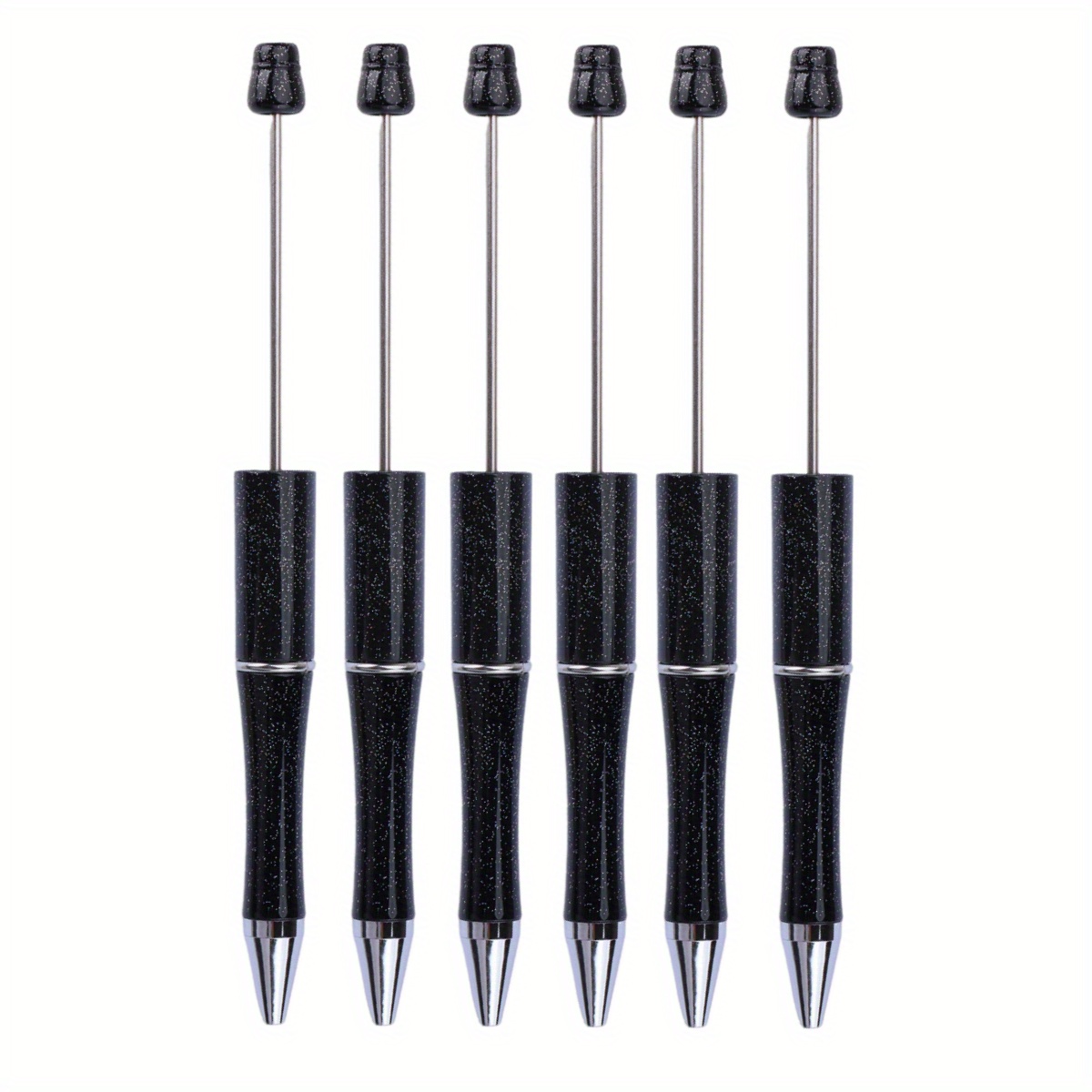 TEMU 6pcs Pearlescent Bead Pen Set - Creative Bead Stringing Plastic Craft Pens With Glitter, Ideal For Gifts And School Supplies, Study Tools,