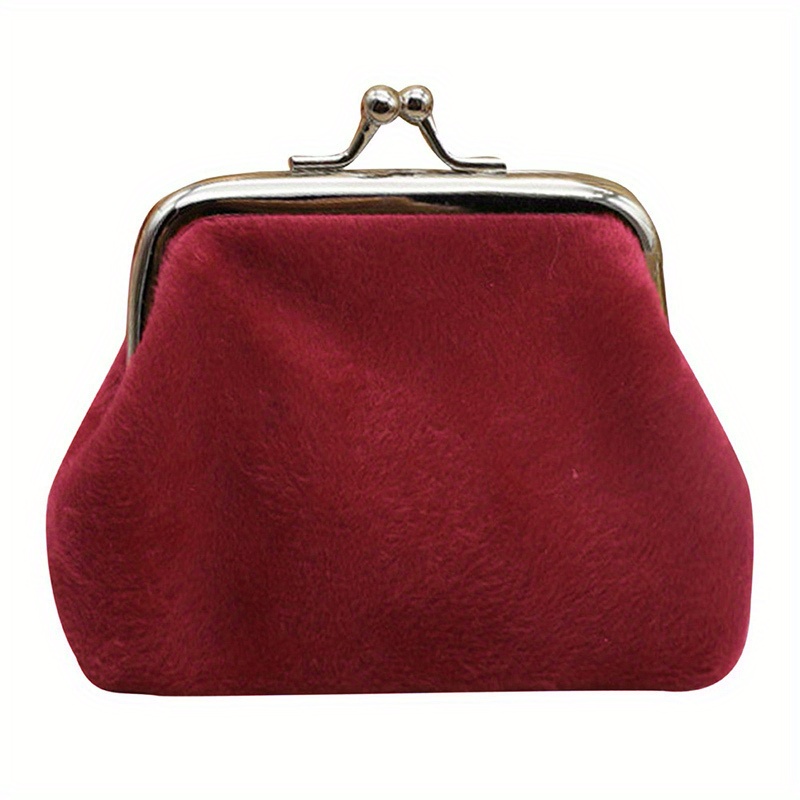 Porte-monnaie Cuir Véritable SENLINLU - Mini Pochette Zippée Femme Rouge Porte-monnaie Compact Fermeture éclair