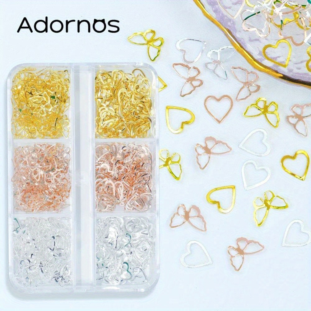 

Valentines Golden Silvery Metal Rivets Epoxy Resin Accessories Heart Shape Resin Filling For Diy Shaker Molds Filler