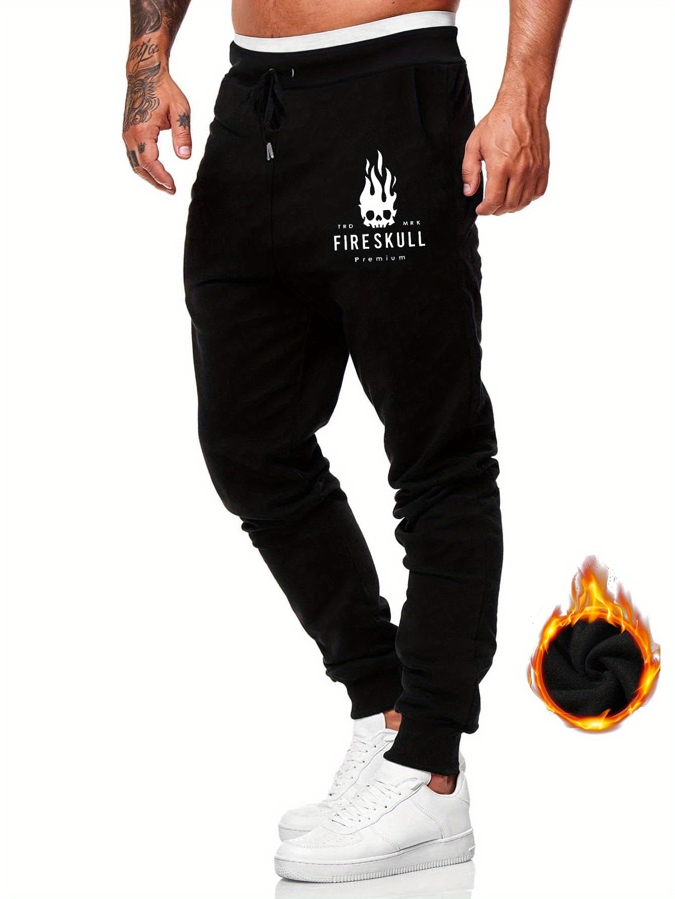 BSAT Skull On Fire Sweatpants Black