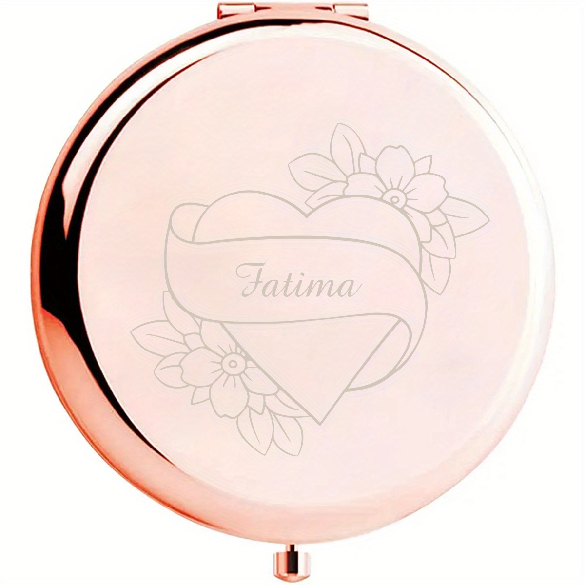 TEMU (custom) Custom Name Compact Personality Easy Flower Ribbons Hearts Mirror Boys Girls Mirror Compact Pocket Makeup Folding Mirror Graduation Gift Sister Gift Birthday Christmas Gift
