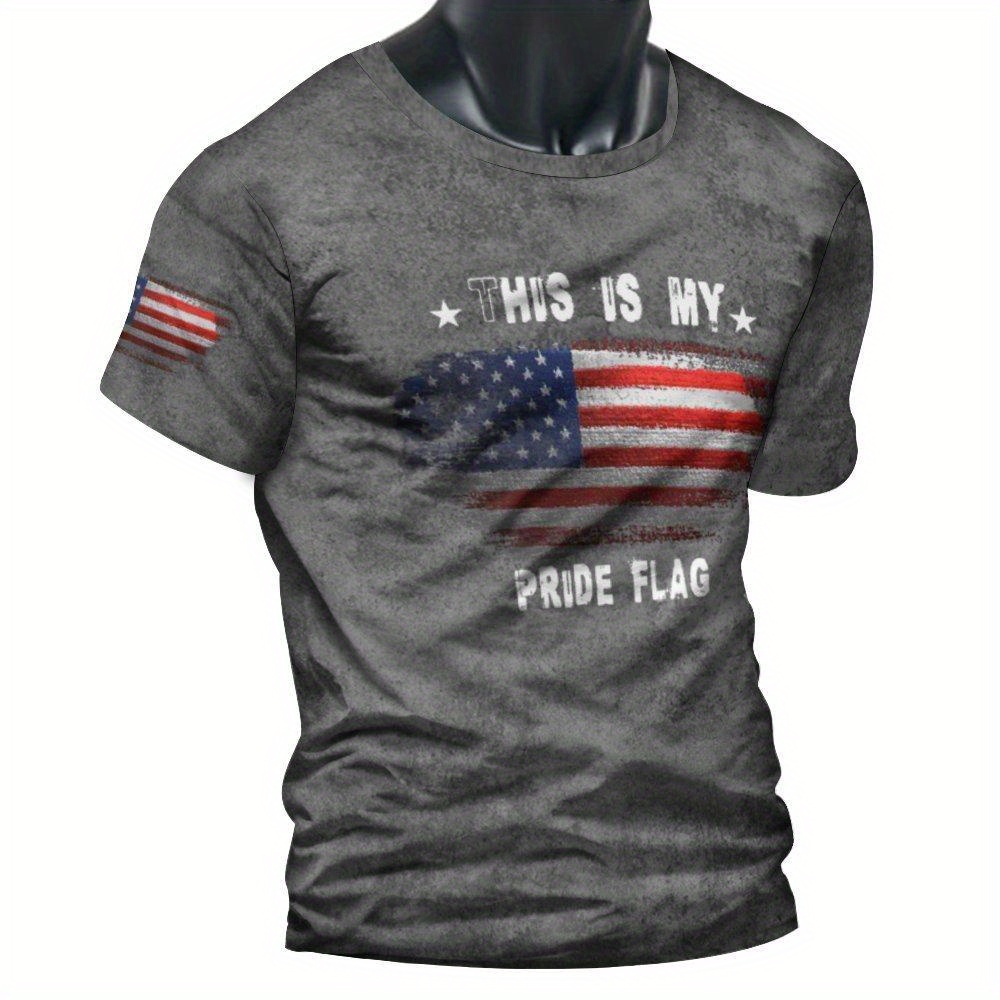 

Patriotic American Flag 3d Print T-shirt - Casual Crew Neck, Stretch Fabric, Machine Washable - All