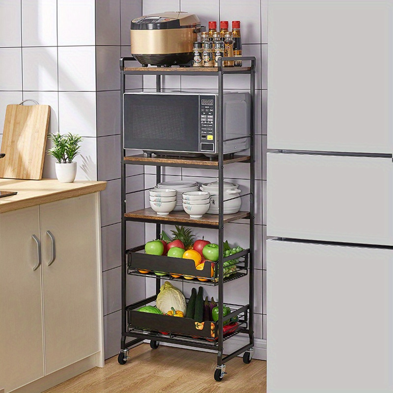 Estantería de almacenamiento de madera de 2 niveles para microondas,  estante de cocina de madera para horno microondas con organizador de  especias