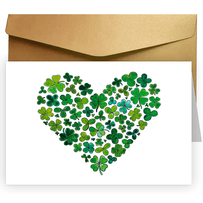 

1pc Funny Creative St. Patrick's Day Greeting Card, Clover Heart St. Patrick's Day Greeting Card