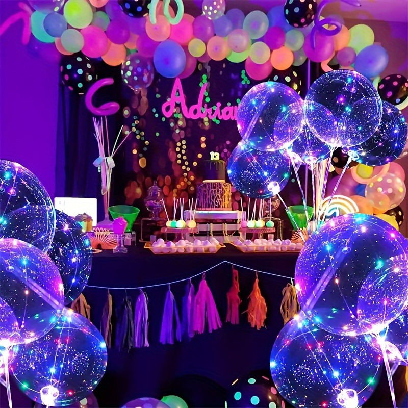 1pc LED Light Up Balloons, Glow In The Dark Helium Clear Bubble Balloons  With String Lights, For Valentines Birthday Party Decoration