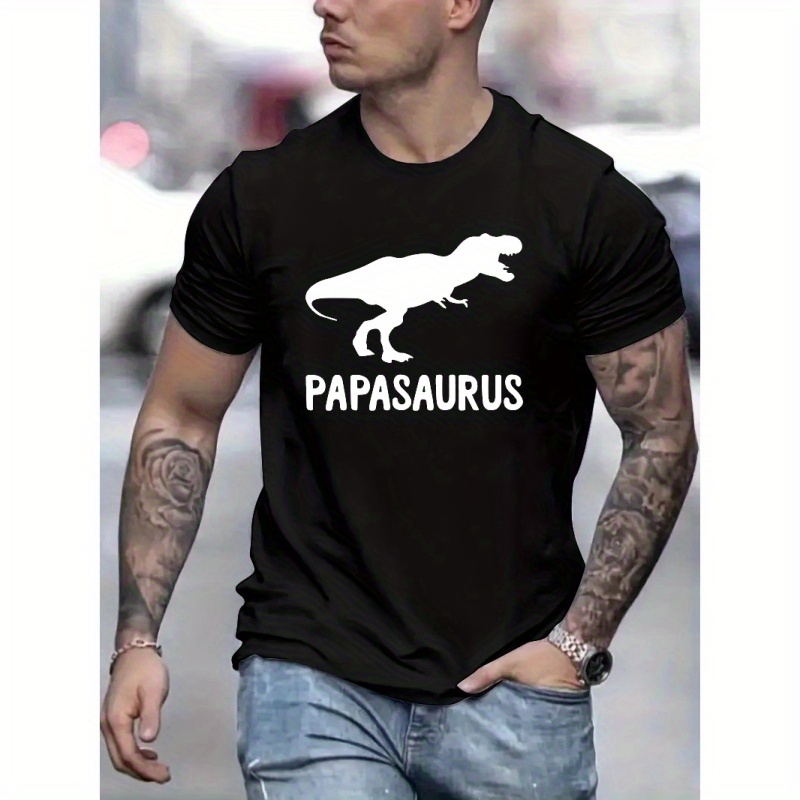 

Papasaurus Print T Shirt, Tees For Men, Casual Short Sleeve T-shirt For Summer