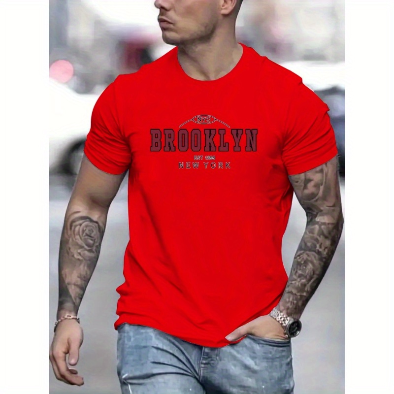 

Brooklyn New York Print T Shirt, Tees For Men, Casual Short Sleeve T-shirt For Summer