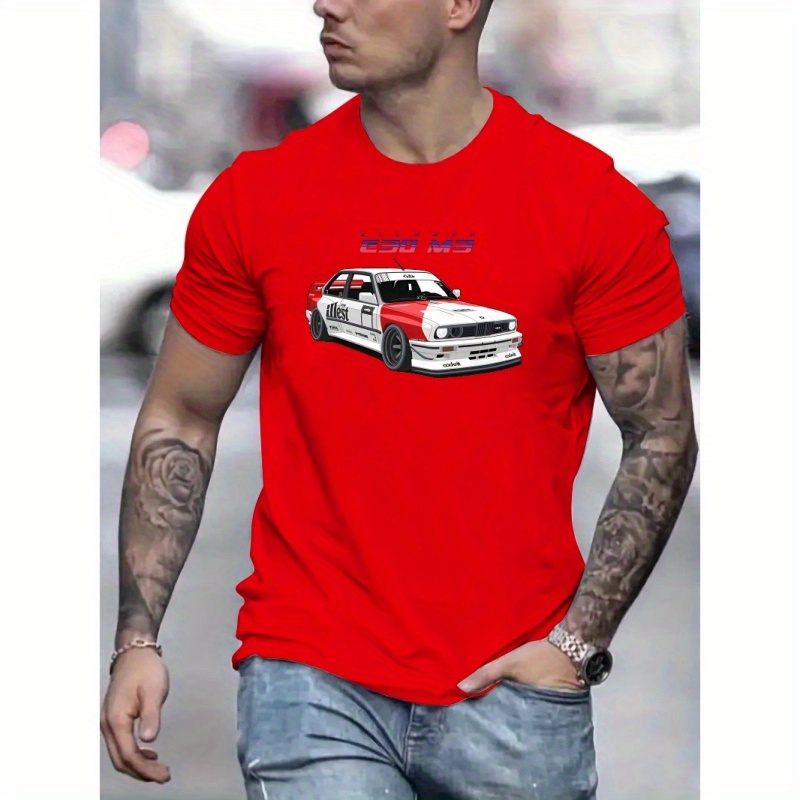 

Car Print T Shirt, Tees For Men, Casual Short Sleeve T-shirt For Summer