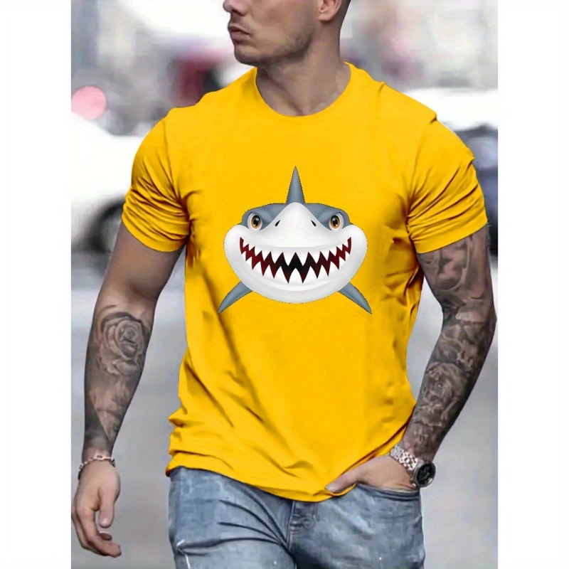 

Shark Print T Shirt, Tees For Men, Casual Short Sleeve T-shirt For Summer