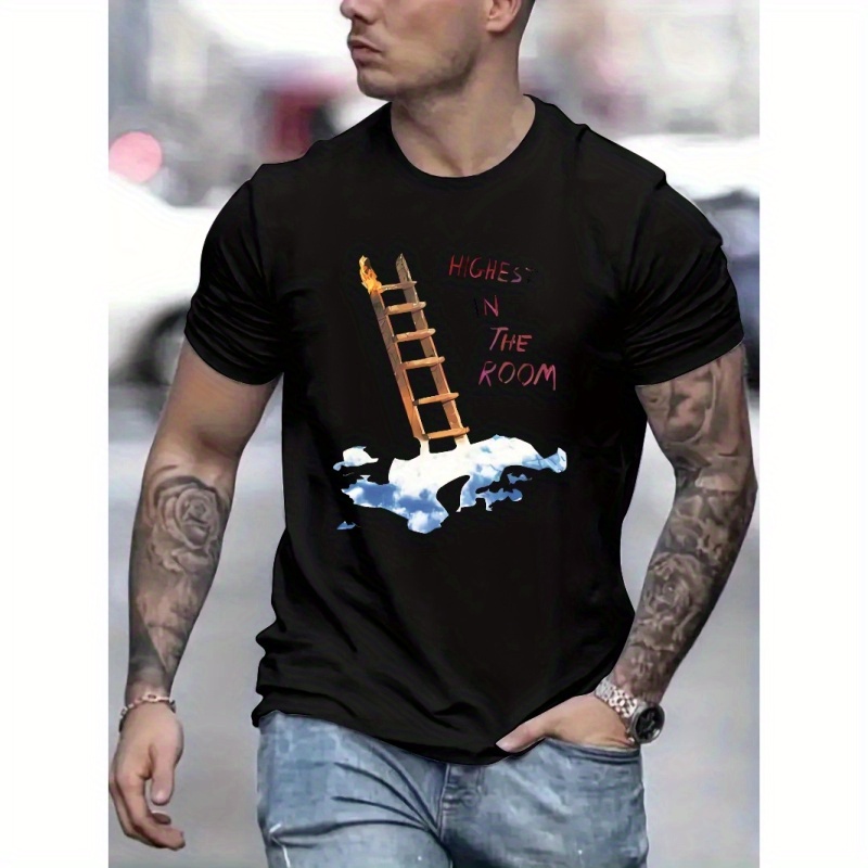 

Highest In The Room Print T Shirt, Tees For Men, Casual Short Sleeve T-shirt For Summer