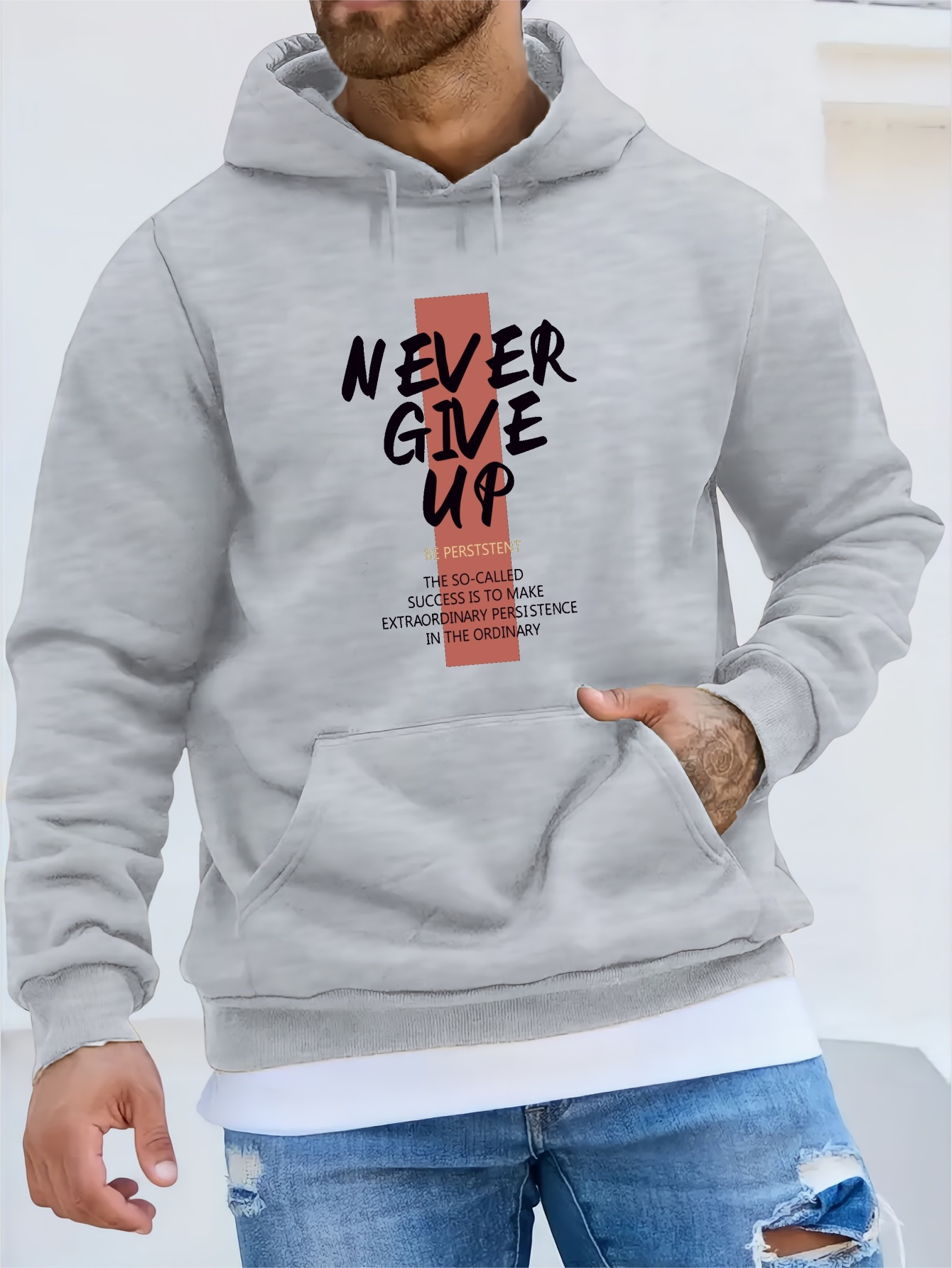 Never - Sudadera con Capucha para Hombre