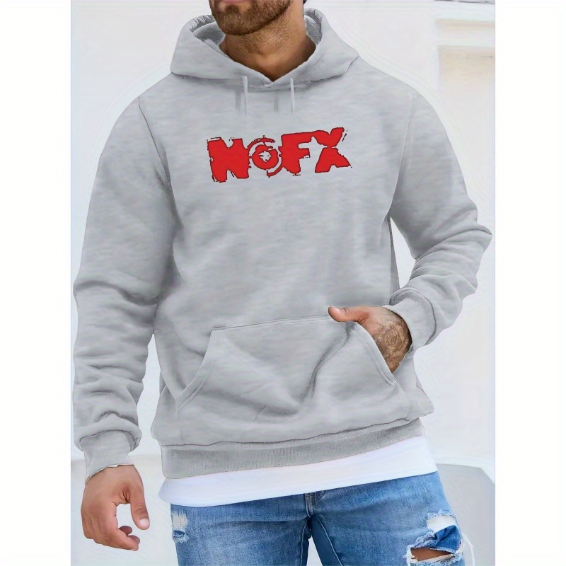 

Nofx Print Men's Pullover Round Neck Hoodies With Kangaroo Pocket Long Sleeve Hooded Sweatshirt Loose Casual Top For Autumn Winter Men's Clothing As Gifts