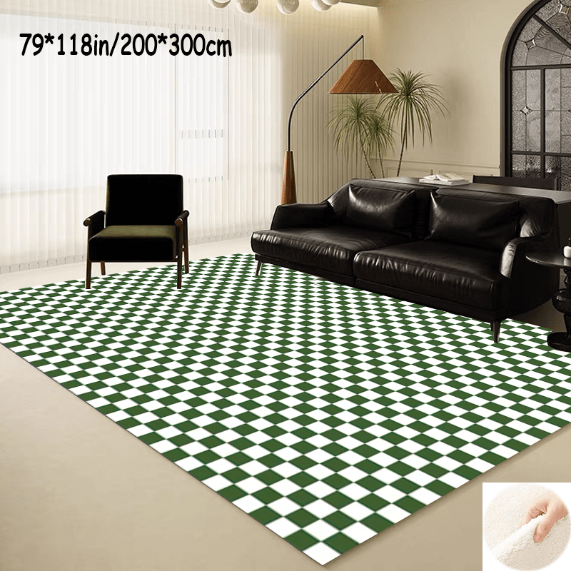 

1pc, Plaid Pattern Indoor Mat, Imitation Cashmere Area Rug, Non-slip Floor Carpet, Home Decor, Room Decor, Home Kitchen Items, Gifts