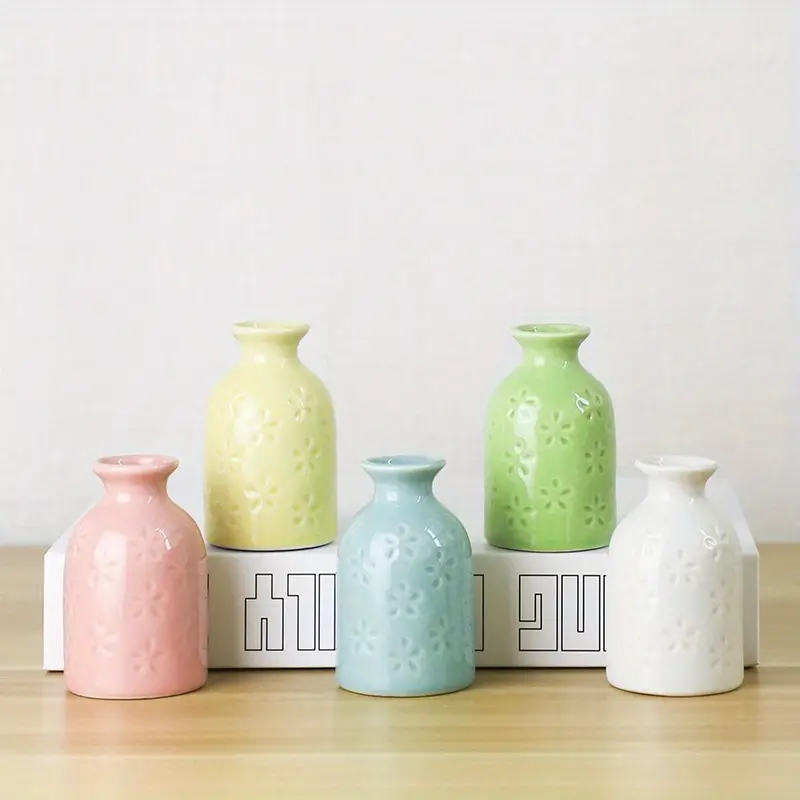 1pc Ceramic Vase Macaron Color Small Flower Vase Mini Vase - Temu