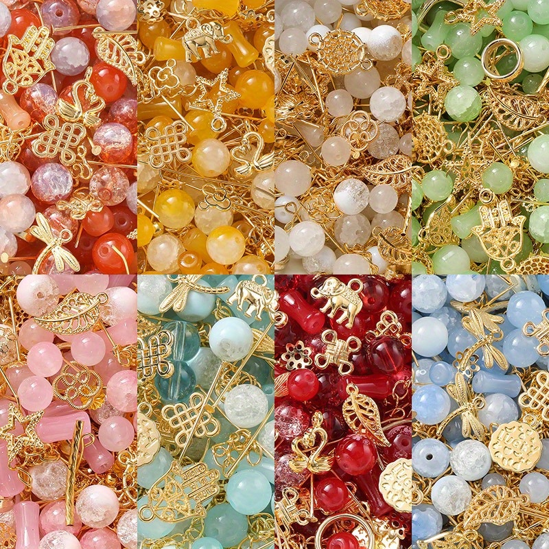 

30g Mixed Crystal Glass Beads & Metal Charms Set - Making Kit For Bracelets And Anklets, Same