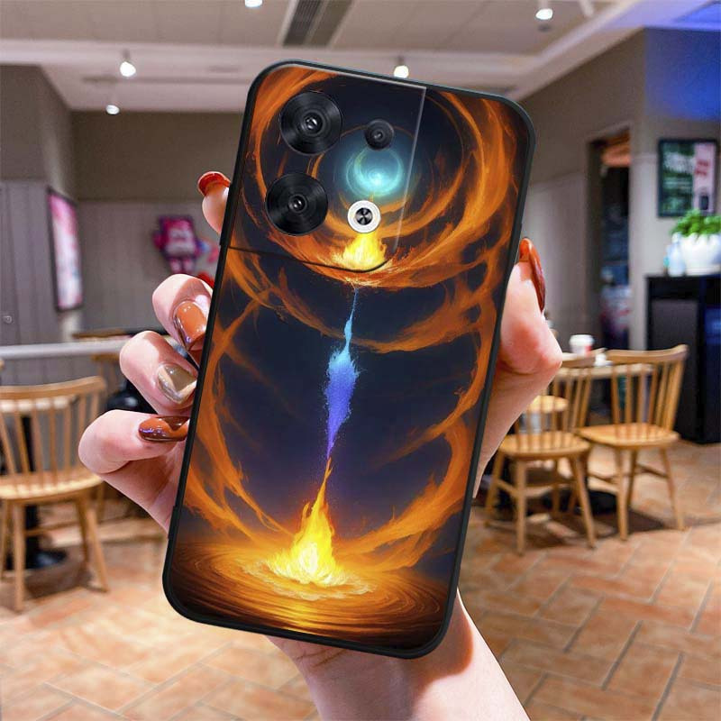 Flame Flower Matte Soft Tpu Phone Case Oppo Find A8 A31 A52 - Temu Canada