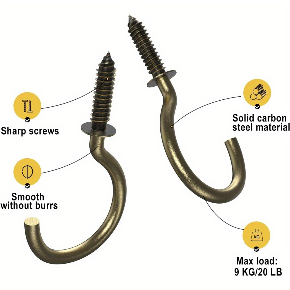 Brass Metal Cup Hooks Small Brass Plated Screw In Hooks - Temu