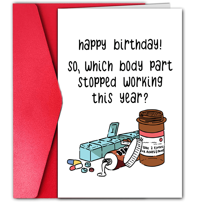 

1pc Funny Birthday Card With Funny Pill Pattern Creative Greeting Card. The Perfect Gift For Family, Friends And Co-workers. Eid Al-adha Mubarak