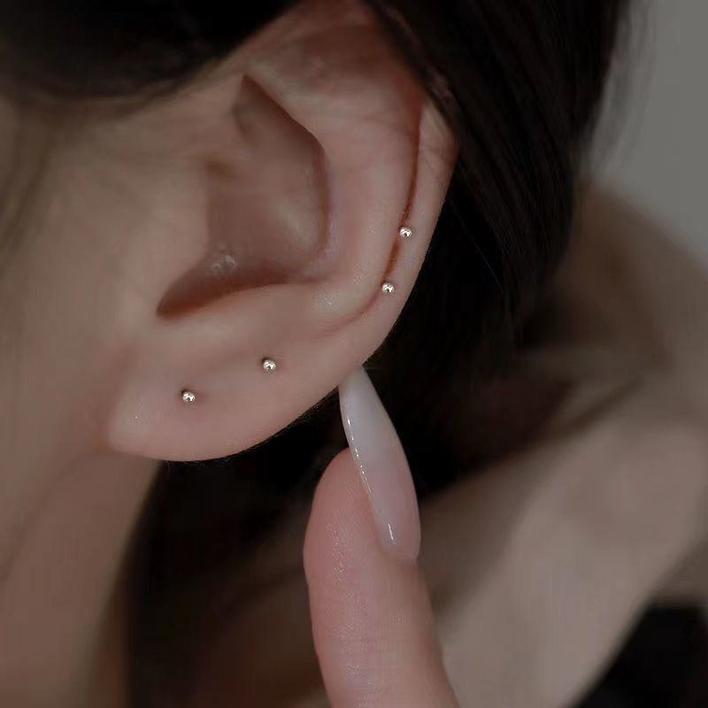 Aretes de barra de perforación para oreja de aguja plateada, aretes de  barra de oreja plateada para mujer, barra de oreja para mantener de