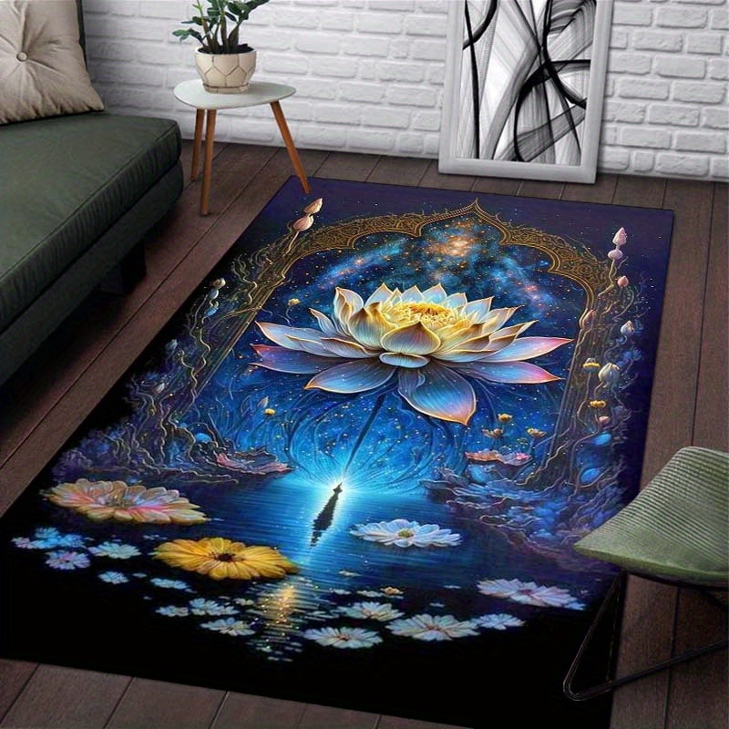 

800g/m2 Crystal Velvet 3d Lotus Mandala Print Rug Flower Area Rug For Bedroom Livingroom Room Decoracion Non-slip Floor Mat Decor