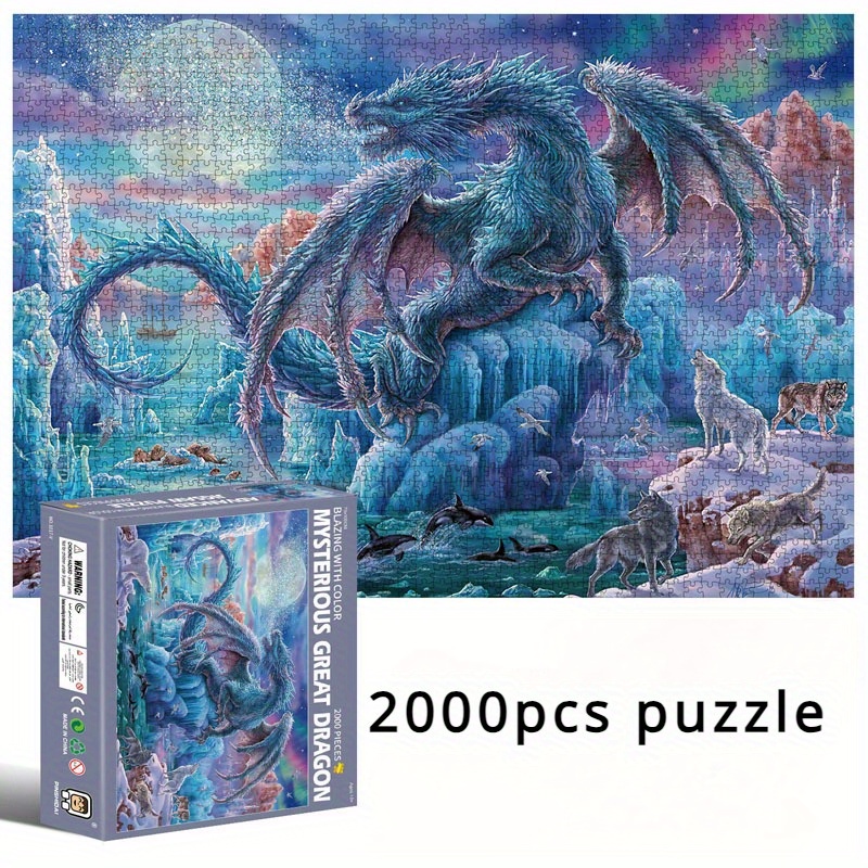 

2000pcs Paper Mysterious Giant Dragon Jigsaw, Educational Indoor Game Home, Decoration Wall Display, Thanksgiving Day Christmas New Year Birthday Friend Gifts