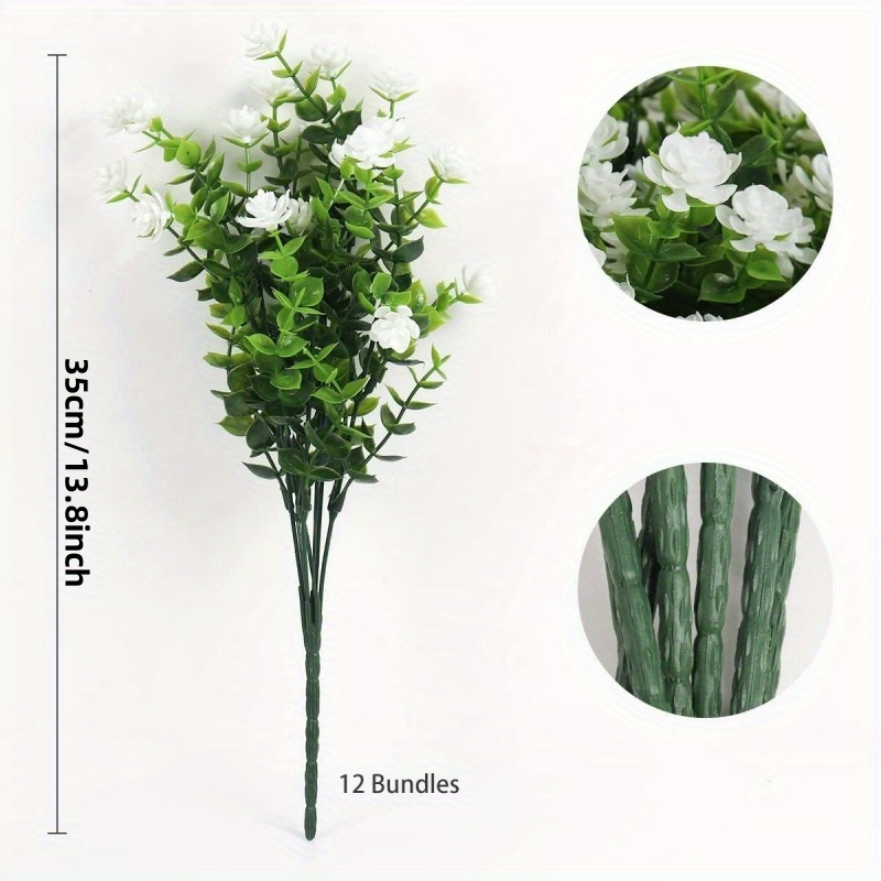 Image of 12 Bundles Of White Artificial Fall Flowers - Fade-resistant Faux Autumn Greenery For Indoor/outdoor Decor, Perfect For Thanksgiving, Weddings & Home Garden Fireplace Accents, , Party Decor
