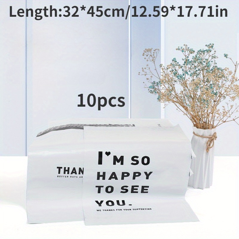 10pcs White Thickened Waterproof Mailer Bags With English Print - Clothing, Gifts & Everyday Office Use