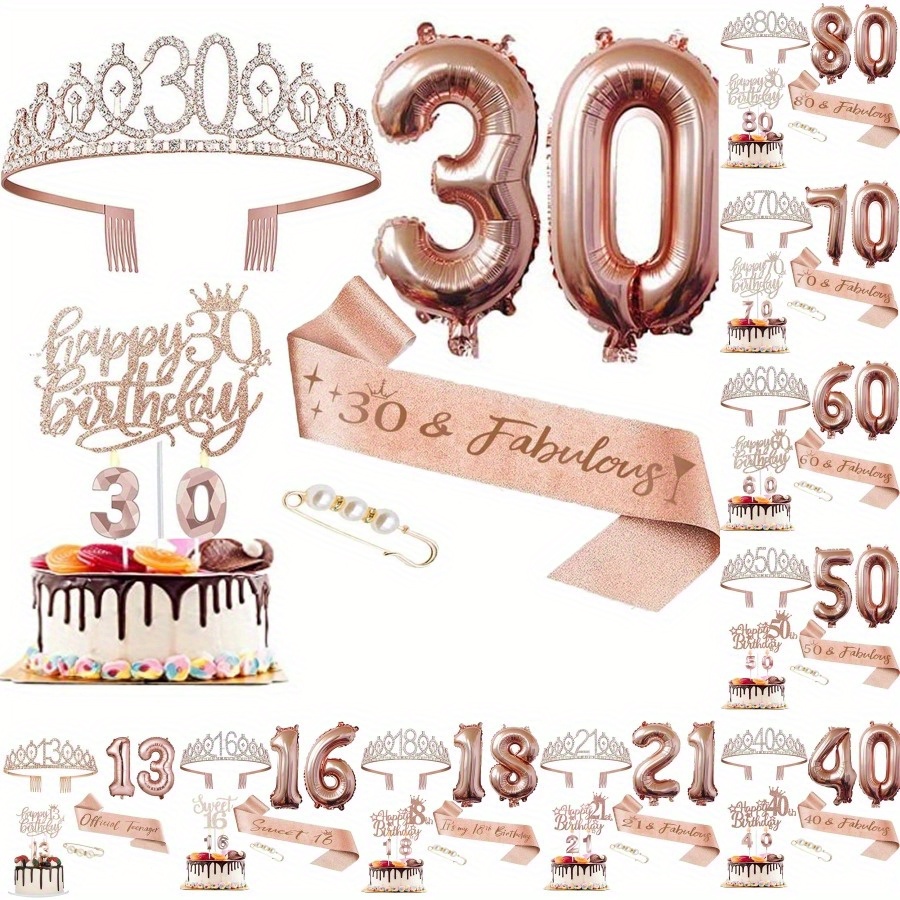 Decoraciones de cumpleaños 50 para ella con estilo con 50 y fabulosas  decoraciones de cumpleaños, 100 piezas de decoraciones de cumpleaños de oro  rosa