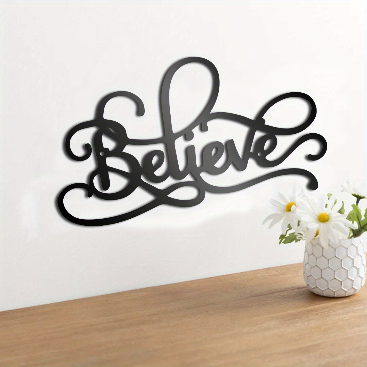 

1pc Believe - Metal Wall Art Decoration, Door Decoration, Home Decoration, Scene Decoration, Wall Hanging Decoration, Interior Decoration, Porch Signs, Wall Art Decoration