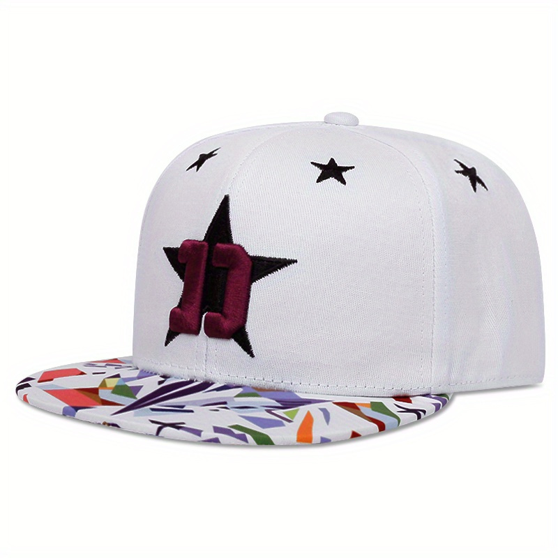 TEMU Chic Adjustable Women's Baseball   With Star Embroidery - Lightweight, Sun-protective Cotton Snapback Hat For Outdoor Activities