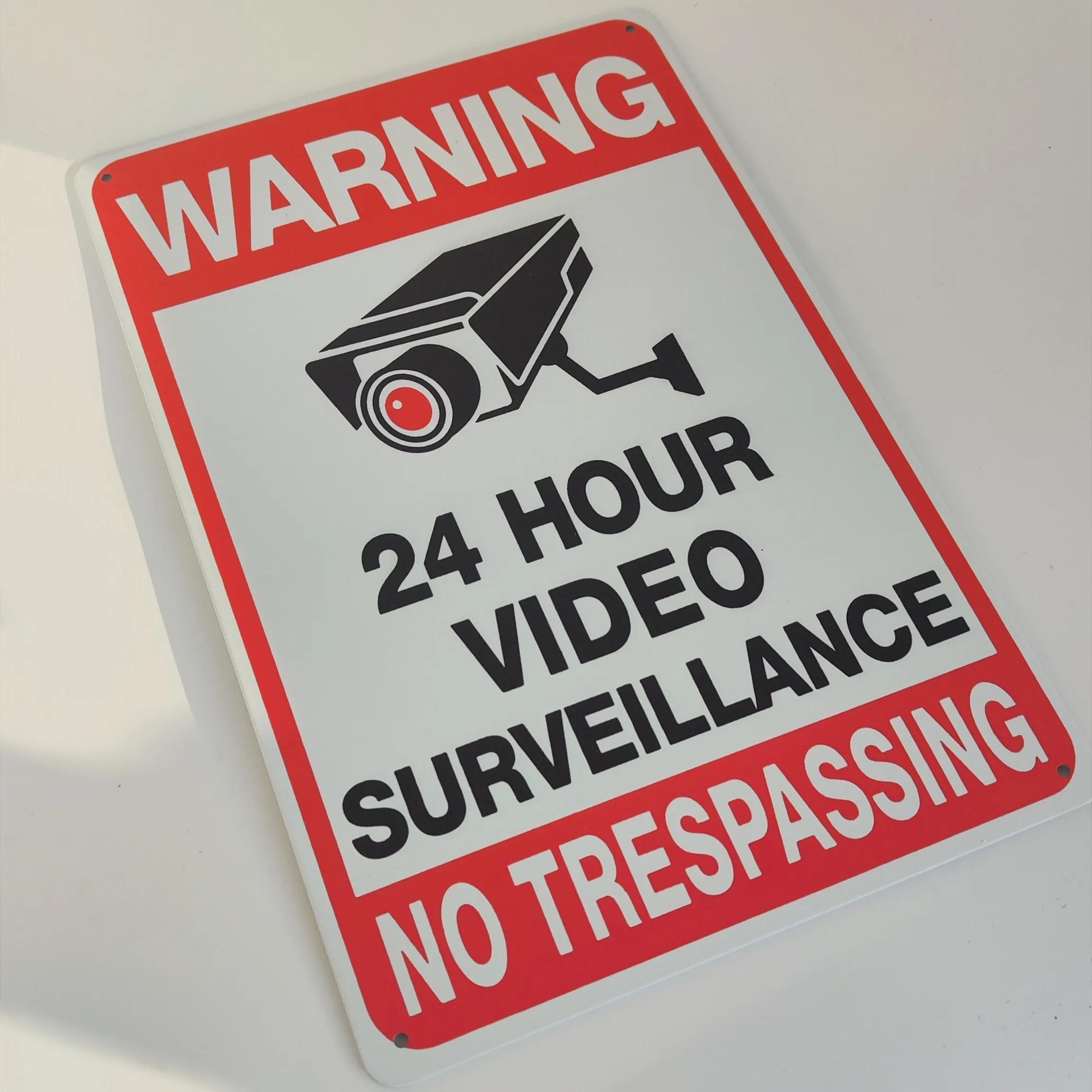 

Video Surveillance Sign Warning No Trespassing Home Metal Plate Camera Recording Video Surveillance Home Warning Sign