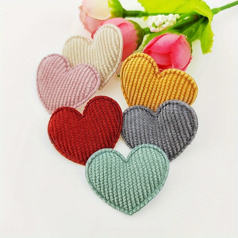 

100pcs/lot 3.5*3cm Heart Handmade Accessories Applique Diy Clothes Hat Jewelry Headwear Hairpin Accessories