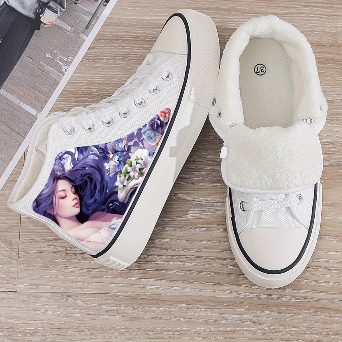 Повседневные высокие кеды с принтом для девочек с длинными - Temu Cyprus