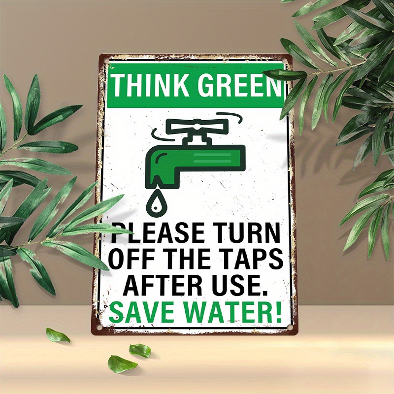 

1pc 8x12inch (20x30cm) Aluminum Sign Metal Sign Please Turn Off The Taps After Use Save Water Sign Caution Danger Safety Security Warning Notice Signs