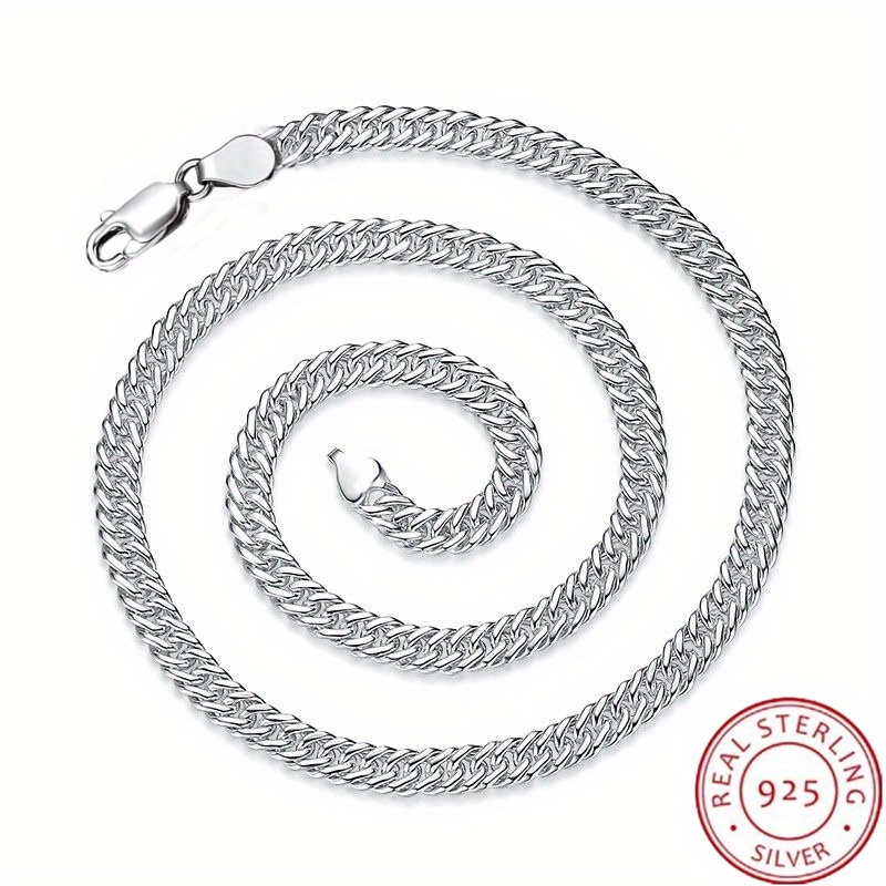 Stylish 925 Sterling Silver Cuban Chain Necklace Men Woman - Temu