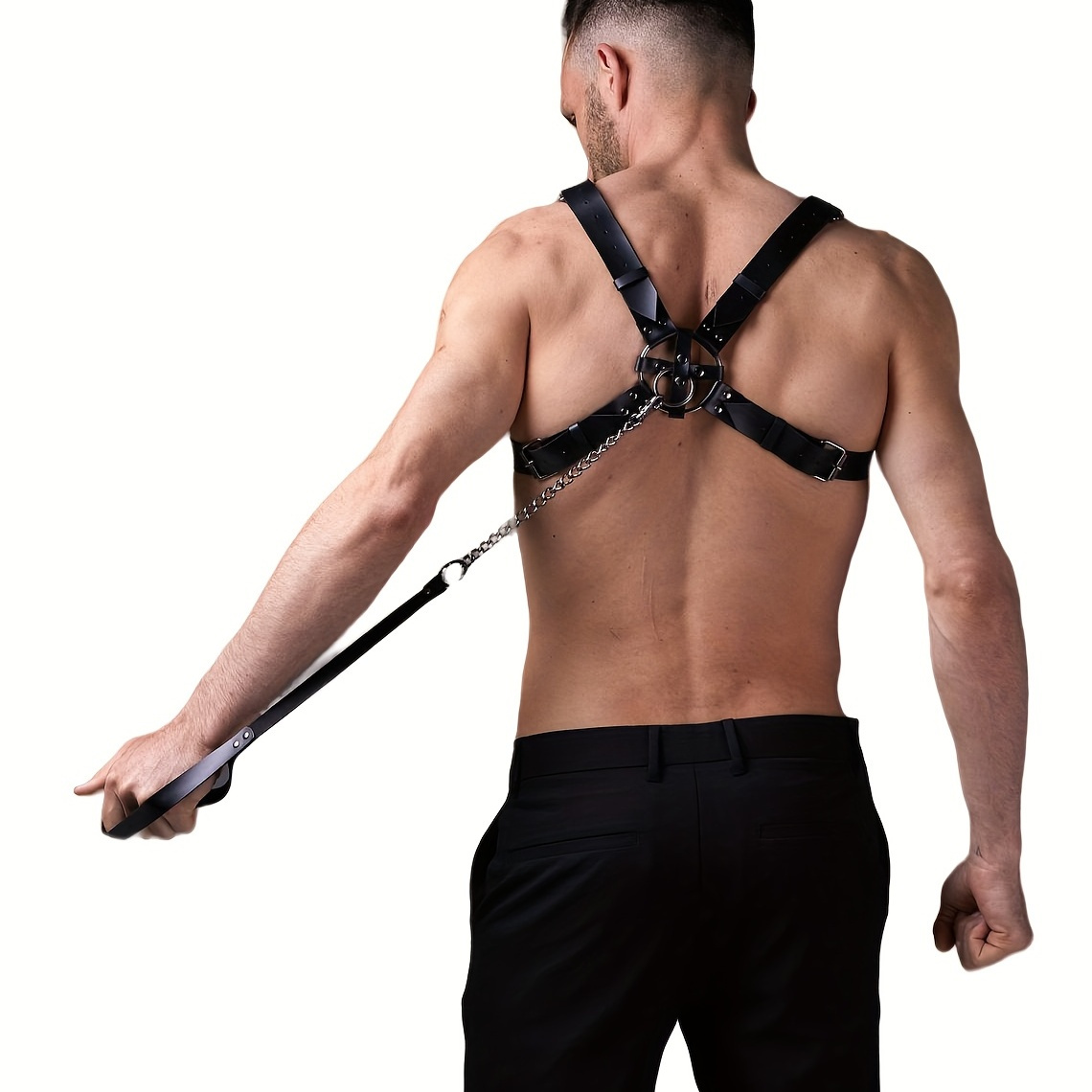 Adjustable Faux Leather Chest Harness Ring Buckle Traction - Temu