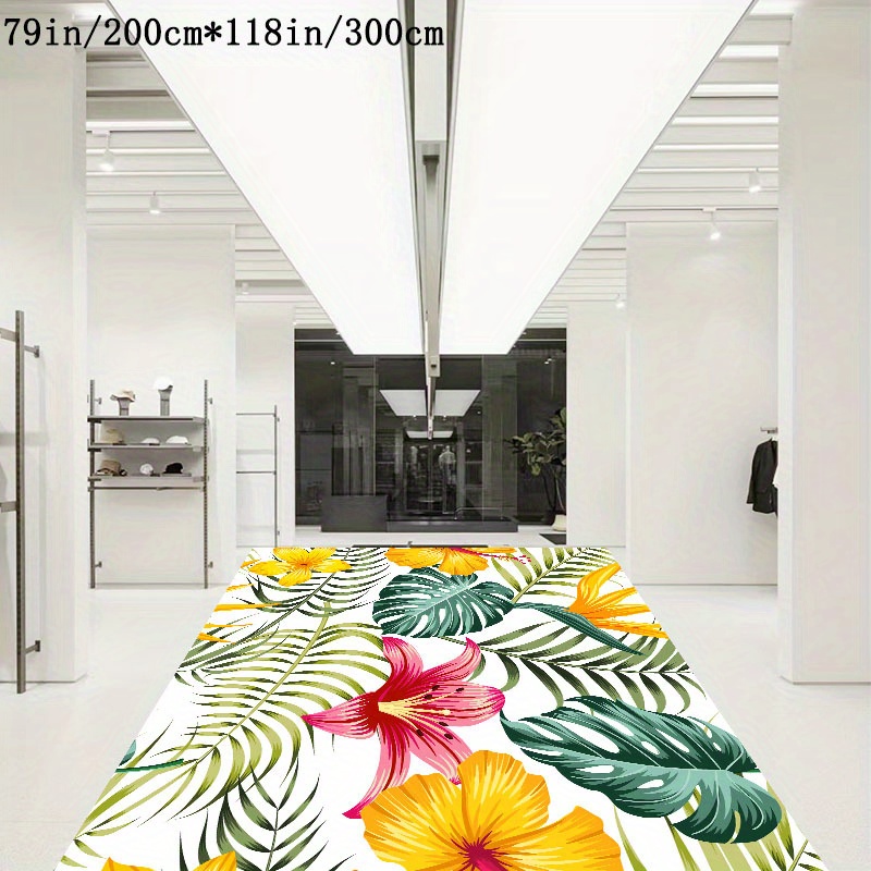 

Soft And Breathable Tropical Plant Pattern Carpet Decorative Living Room Soft Carpet, Machine Washable Non-slip Carpet, Hotel Coffee Shop Carpet