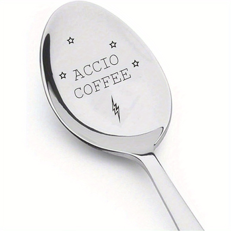 

[everyday ] Coffee" Engraved Stainless Steel Spoon - Magical Gift For Coffee Enthusiasts, Ideal For Birthdays & Back-to-school, Coffee Bar Accessories