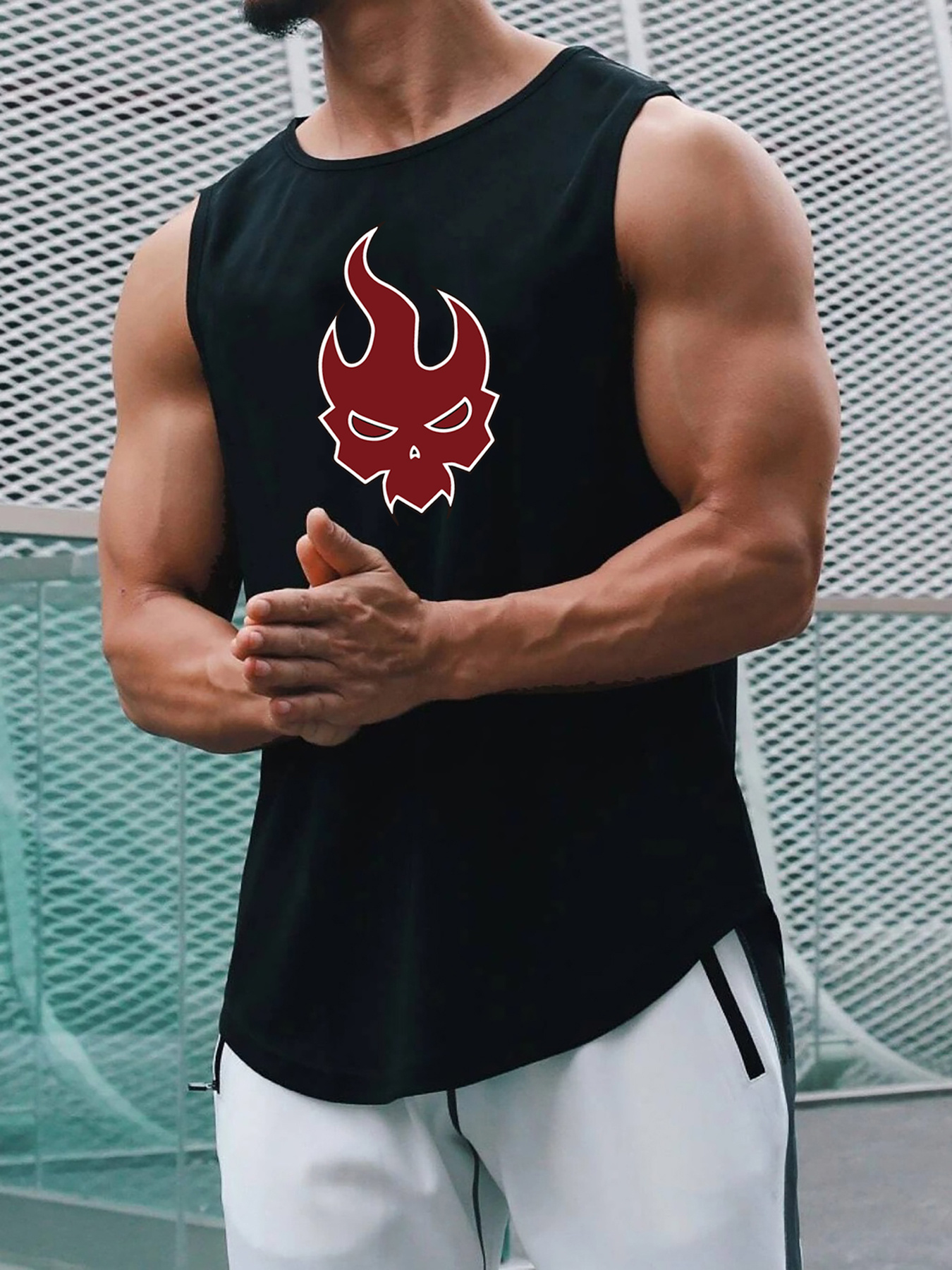 Camiseta Sin Mangas Estampado Gráfico gym Hombre Musculoso - Temu