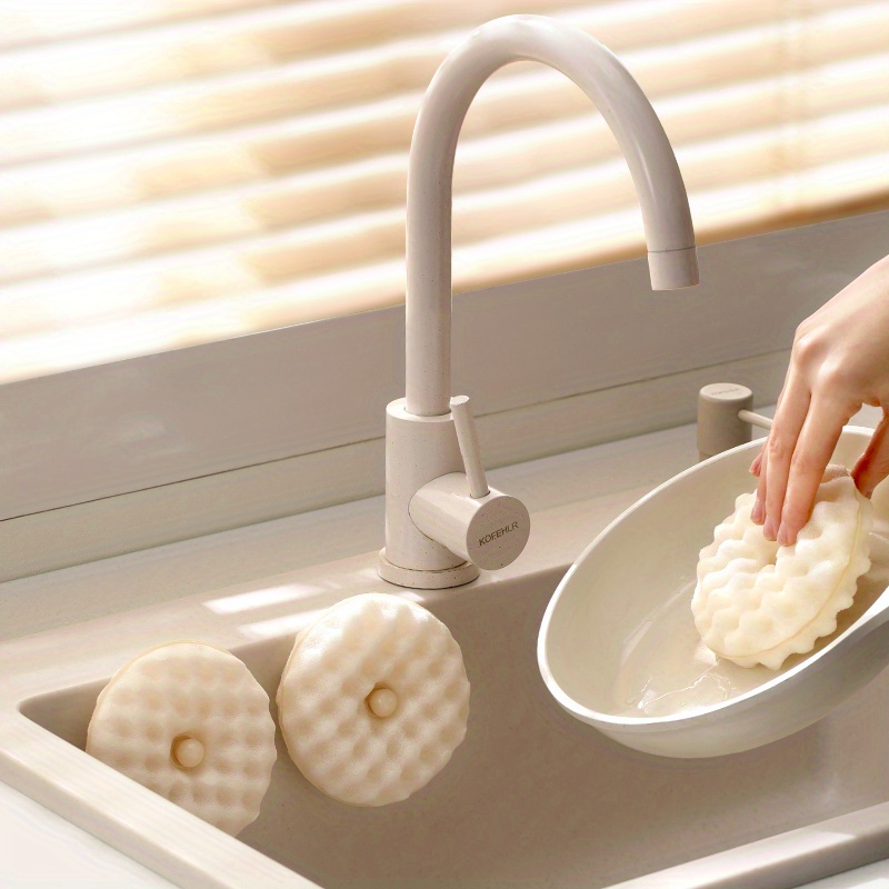 

1set Household 3d Honeycomb Dishwashing Brush, Kitchen Household Cleaning Double-sided Scouring Cloth, Dishwashing Suction Cup Sponge Wipe