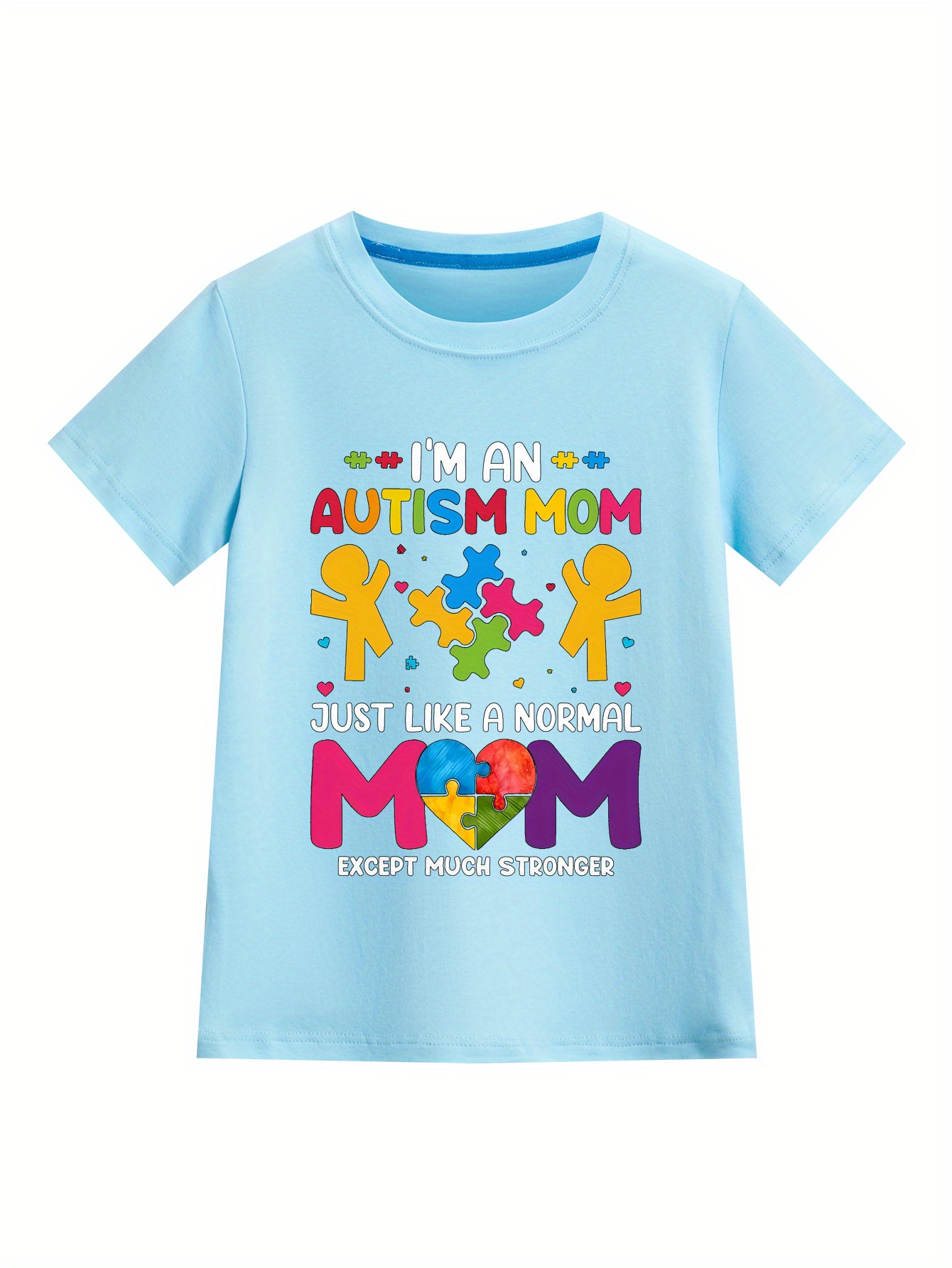 Stronger Autism Mom Print T shirt Boys Girls Short Sleeve - Temu