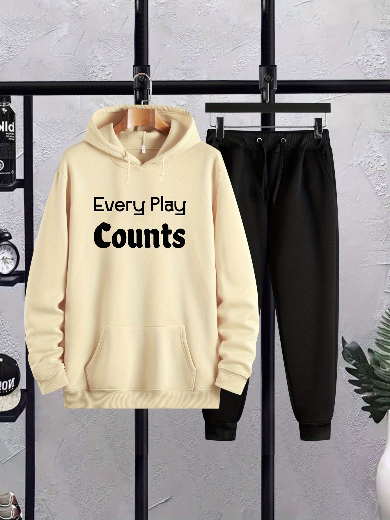 CheChury Ensemble Homme Jogging Sweat Et Pantalons Longue Tenues 2 Pièces Survêtements Tenues De Sport Hiver Printemps Automne Streetwear Activewear,Beige,S