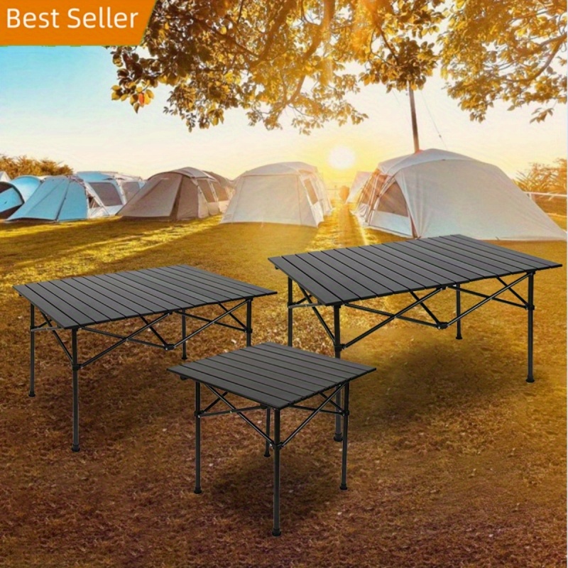 Pequeña mesa de picnic plegable portátil, mesas de campamento de aluminio  que se pliegan ligeras, mesa de campamento plegable, mesa auxiliar plegable