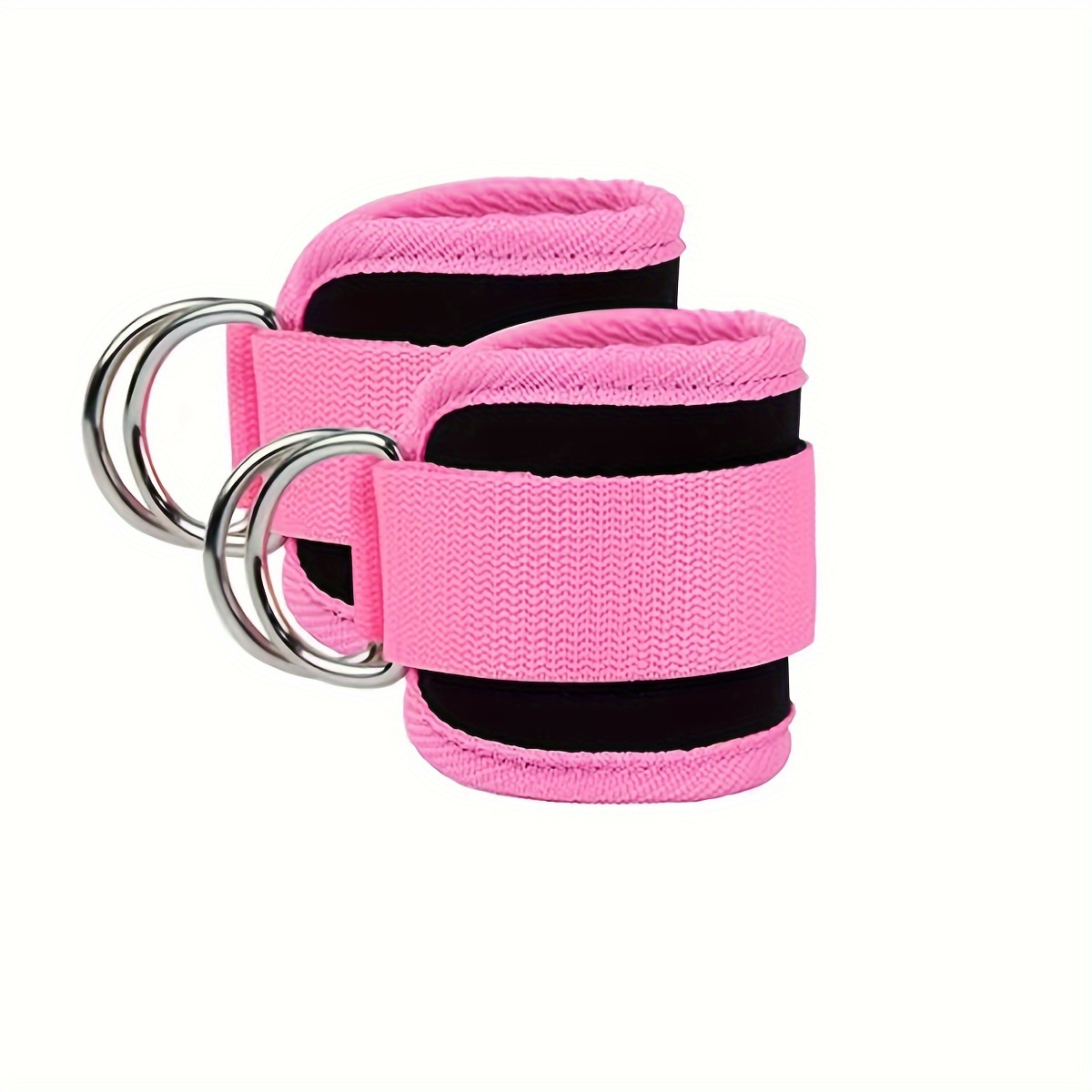 TEMU Set Of 2 Ankle Straps Designed For Cable Machines, Featuring D-ring Cuffs That Are Adjustable And Comfortable, Ideal For Gym Workouts, Fitness Routines, And Training Glute And Leg Muscles