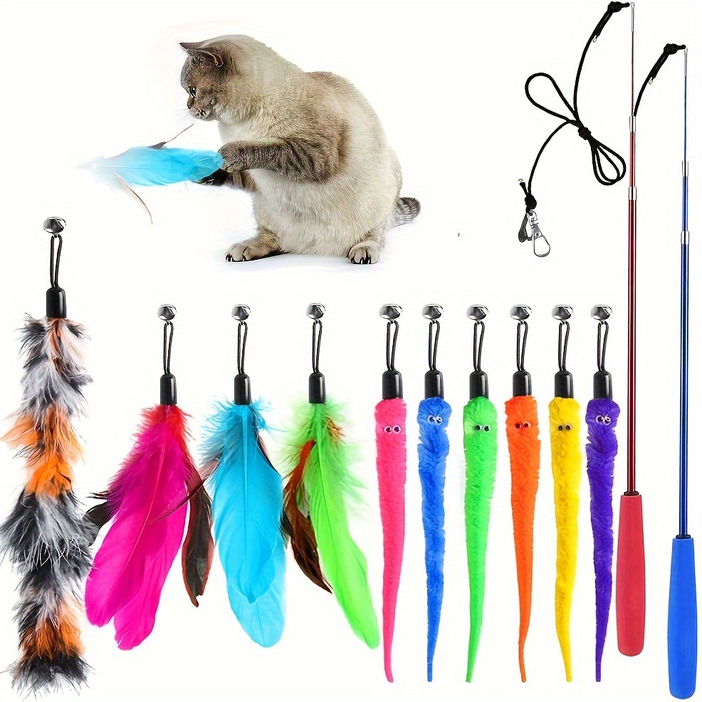 Cat Toys Kitten Toys Assortments cat Feather Toys Pet Plush - Temu